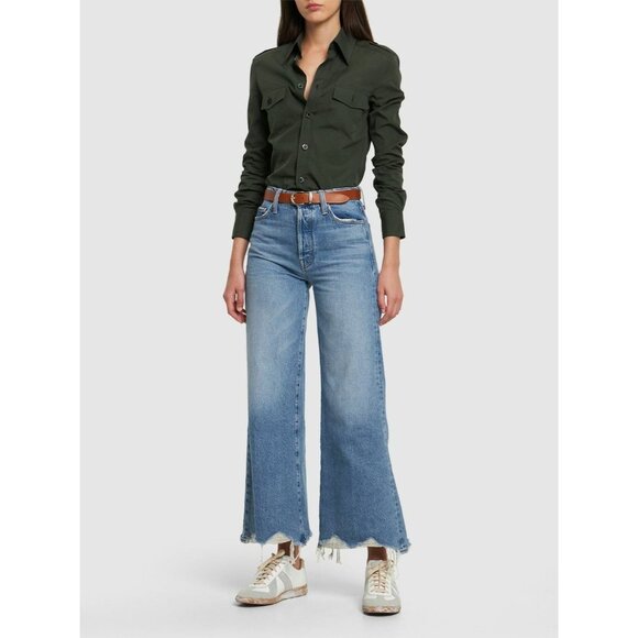 MOTHER The Tomcat Roller Chew The Sweetest Treat Cropped Wide Leg Jeans, Size 23 - Picture 1 of 15